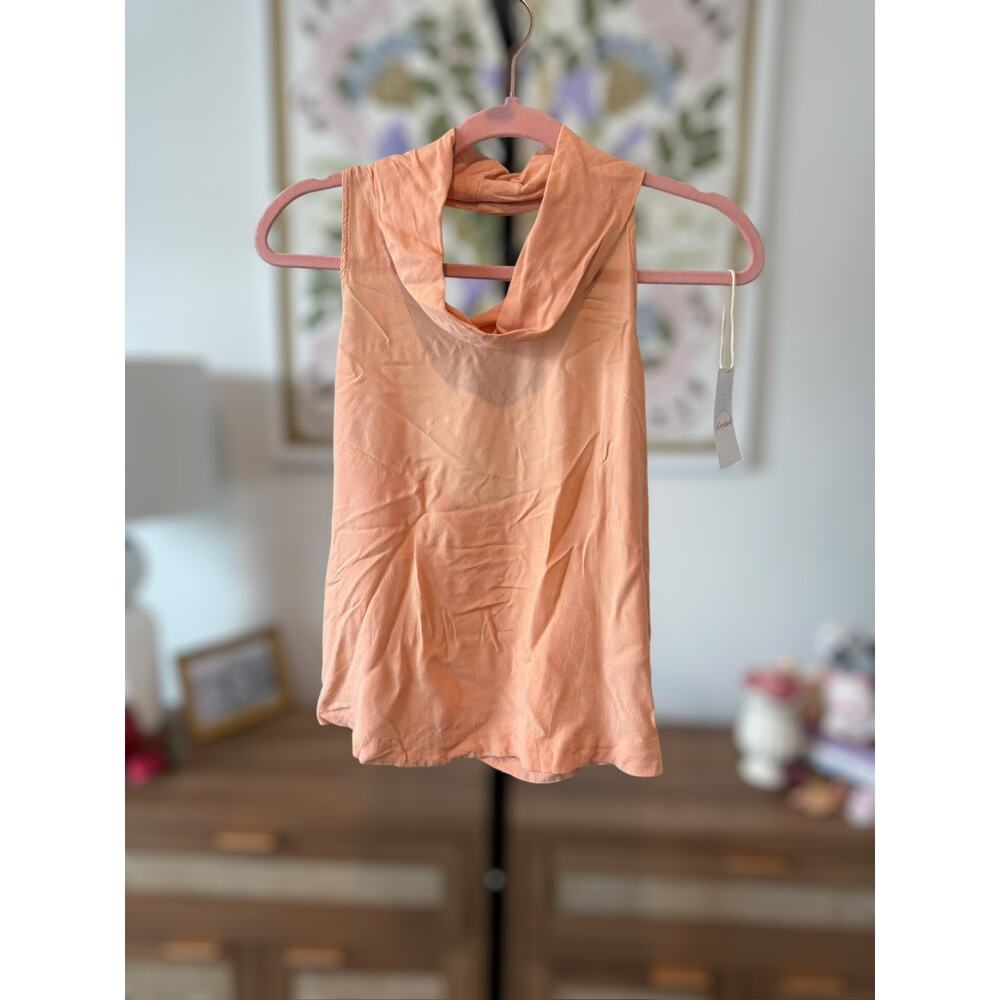 Free People City Lights Sleeveless Cowl Neck Open Back Tank Coral Size Small‎